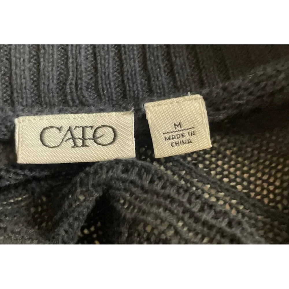 Cato Womens Size Medium Black Open Front Cardigan Sweater - Picture 6 of 8